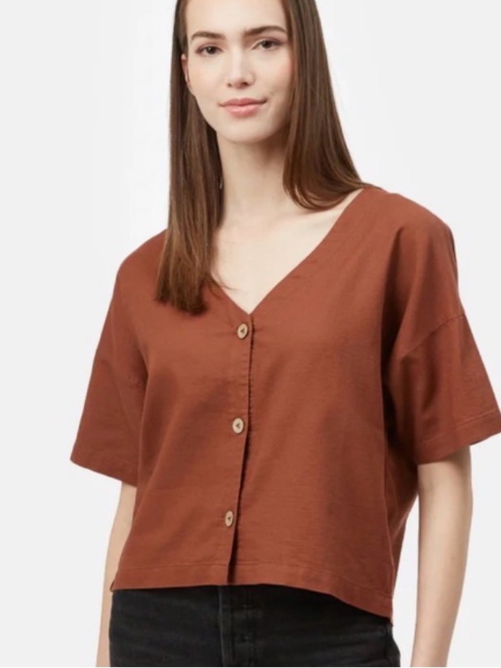 Tentree Organic Cotton & Hemp Market Shirt in Cedar Women’s small